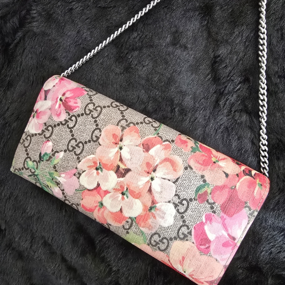 Authentic Gucci Dionysus Wallet On Chain  Blooms Floral Print GG Coated Canvas - Picture 6 of 16